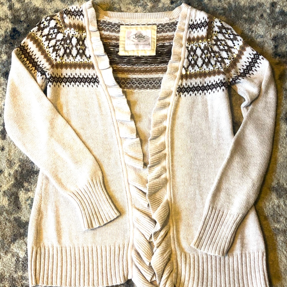 Justice ruffle cardigan